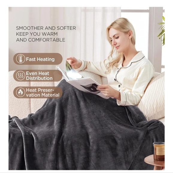 Gray Warming Throw Blanket NEW - Picture 2 of 13